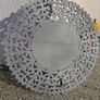 Carolyn Donnelly Exclusive Large Grey Carved Wood Round Mirror With Gold Leaf 92cm diameter Image 3