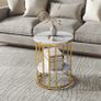 Set of Two Marble-Effect Coffee Tables - White/Gold-Tone Image 9