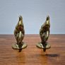 Vintage Solid Brass Rooster Figurines / Paperweights (Pair) Image 3