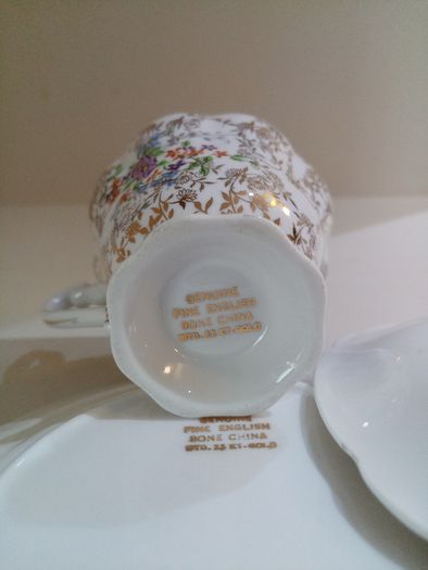Bone China Tea Trio / Set, 22k Gold Rim