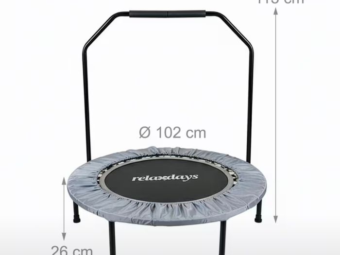 Unused Fitness Trampoline with Handrail. Foldable, 102 cm