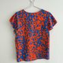 Pre Owned Cobalt Blue & Orange Abstract Print Flutter Sleeve Top Image 4