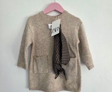 18m, With Tags Zara Knit Dress with Matching Bandana