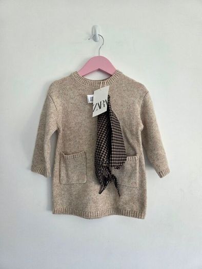 18m, With Tags Zara Knit Dress with Matching Bandana