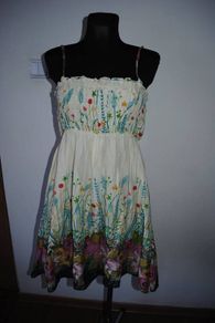 E-vie cream summer cotton floral dress size UK16 EU44 Postage included