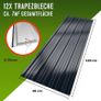 12x Galvanised Metal Roofing Sheets Box Profile 129x46cm Coated 7m Cladding Walling Sheeting Corrugated Roof Garage Shed Carport Greenhouse Panels Anthracite with Pre Drilled Holes Image 4