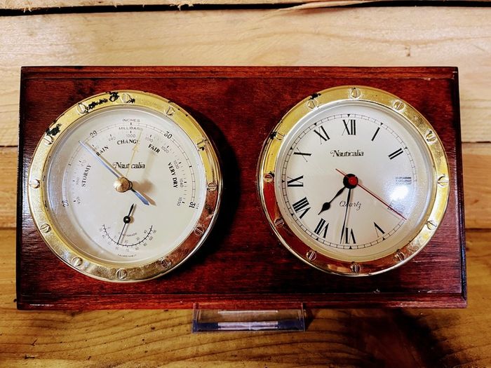 vintage barometer and clock