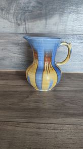 Vintage Large Water Jug Shelley 1930s Yellow Striped Blue
