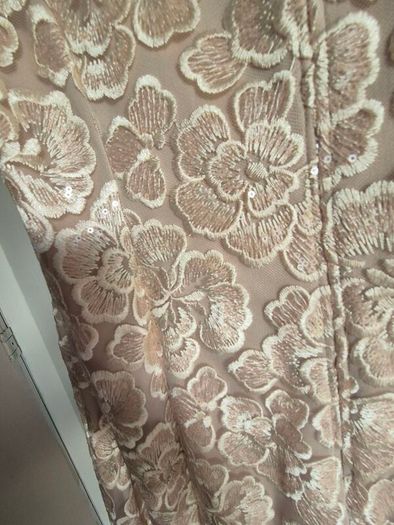 Gina Bacconi Peach Mylene Embroidered Floral A-Line Midi Dress  Size: 14 postage included