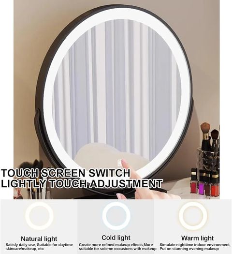 Big Modern Vanity Desk with Mirror and Lights, Makeup Vanity Desk with 5 Drawers and Chair, Dressing Table with Glass Top, White
