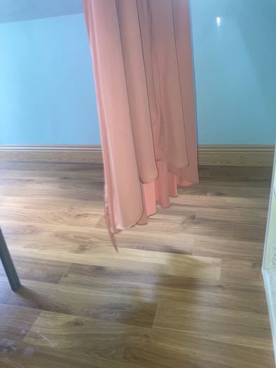 Long wedding guest/bridesmaid maxi dress blush pink/peach tone
