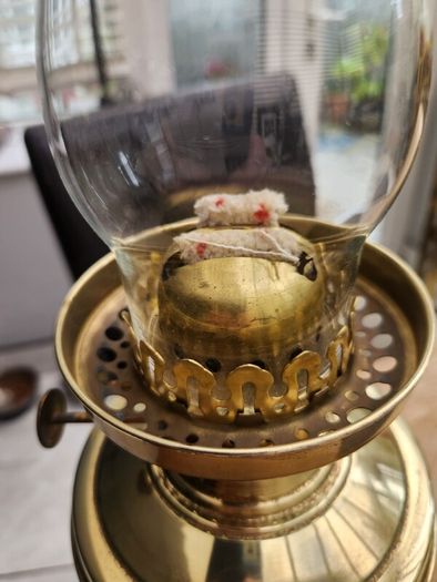 Brass duplex oil lamp . working and polished.