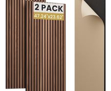 Soundproofing Panels Wood Veneer Acoustic Panels 47.24"x23.62" Self-Adhesive 3D Sound Absorbing, NRC 0.75,for Sound Absorbing (Walnut Effect, 2 Pack 15.5 sq.ft
