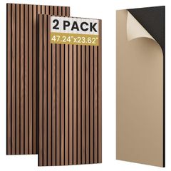Soundproofing Panels Wood Veneer Acoustic Panels 47.24"x23.62" Self-Adhesive 3D Sound Absorbing, NRC 0.75,for Sound Absorbing (Walnut Effect, 2 Pack 15.5 sq.ft