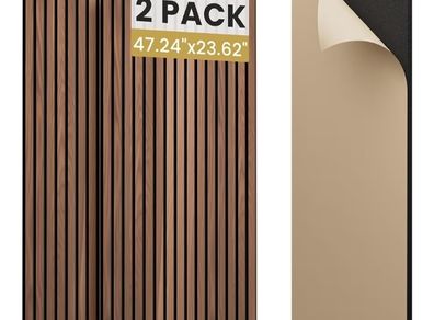 Soundproofing Panels Wood Veneer Acoustic Panels 47.24"x23.62" Self-Adhesive 3D Sound Absorbing, NRC 0.75,for Sound Absorbing (Walnut Effect, 2 Pack 15.5 sq.ft