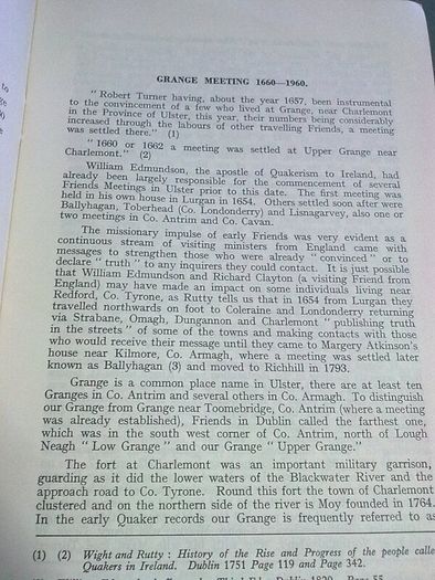 Historical sketch of Grange Meeting. Society of Friends Ireland Irish Tyrone