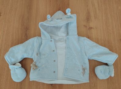 Coco Baby Padded Blue Hooded Jacket And Mittens