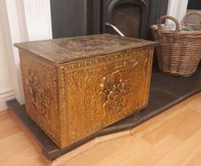 Vintage Brass hammered Storage Box matching magazine box and Brass Pitcher