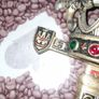A Ceremonial Sword with Crown Gilt Metal Hilt with Coloured Stones, Etched Steel Blade and Black Scabbard with Gilt Mounts and Suspension Chain.  Postage Available on all my Items or Collection Stage or Movie Props Image 3