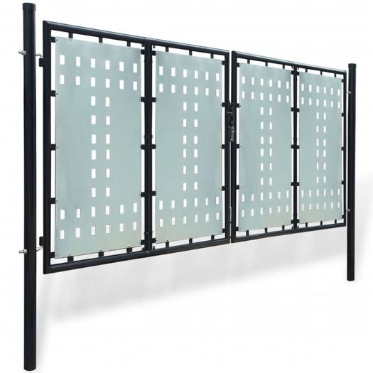 Black Double Door Fence Gate 300 x 175 cm