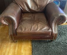 Large Brown Genuine Leather Armchair