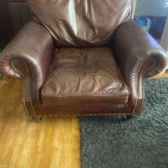Large Brown Leather Armchair