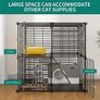 2-Tier DIY Cat Enclosure - Indoor Playpen With Metal Wire Dense, Pet Cage for 1-2 Cats, Ferrets, Rabbits, Small Animals - Black, 71x71x71cm Image 6