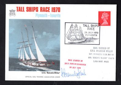 1970 Great Britain Signed Cover commemorating TAll Ships Race 1970 (Plymouth -Tenerife) with associating frank from Plymouth and received in Tenerife with cover carried on STS Malcom Miller.
