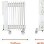 2000W 9-Fin Oil Filled Radiator with 3 Power Settings and Adjustable Timer, White Image 6