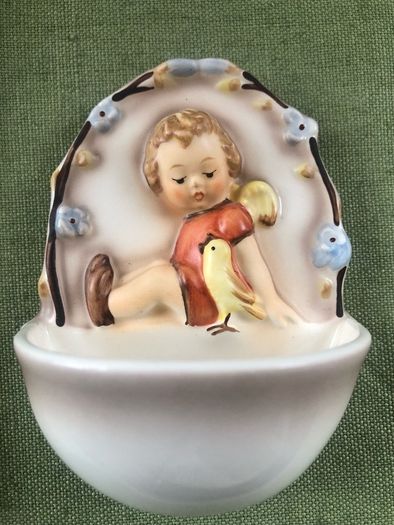 hummel goebel girl with bird holy water font