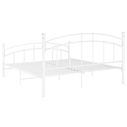 Bed Frame White Metal 200x200 cm