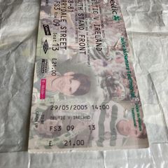 Old 2005 Celtic Match Ticket v Ireland