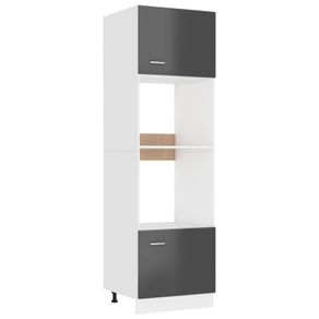 Microwave Cabinet High Gloss Grey 60x57x207 cm Chipboard