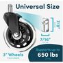 5pce Office Chair Replacement Wheels - Soft Roll - Long lasting Image 4