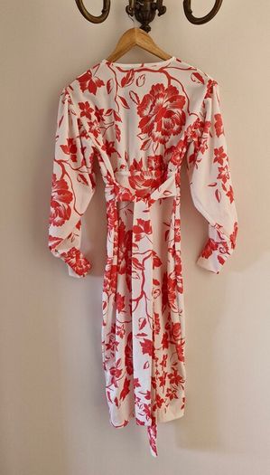 Floral red & white midi dress
