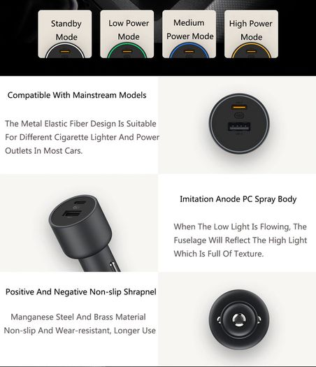 Xiaomi Mi 100W PD/PPS/QC4.0 Dual USB Mobile/Tab/Laptop Super Fast Car Charger + 1M USB-C PD 100W Charging Cable (Brand New/Warranty)