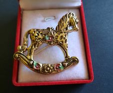 Vintage style rocking horse brooch pin badge, horse jewellery Shawl Pin Broach Equestrian Jewellery