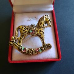 Vintage style rocking horse brooch pin badge, horse jewellery Shawl Pin Broach Equestrian Jewellery