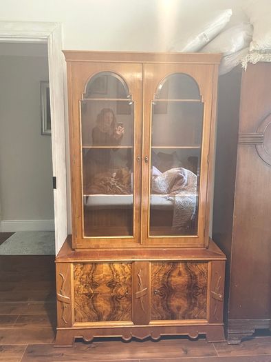 Vintage Tall Lockable Display Cabinet / Sideboard