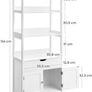 _tall cabinet, bathroom cabinet, free-standing bathroom cabinet, bookcase, 3 open compartments, 1 drawer and 2 cabinet doors, 60 x 32.5 x 154 cm, hall, kitchen, study, white Image 3