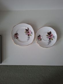 Shabby Chic Vintage Louis English Bone China Saucer & Side Plate