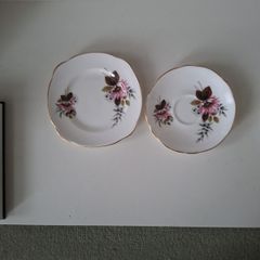 Shabby Chic Vintage Louis English Bone China Saucer & Side Plate