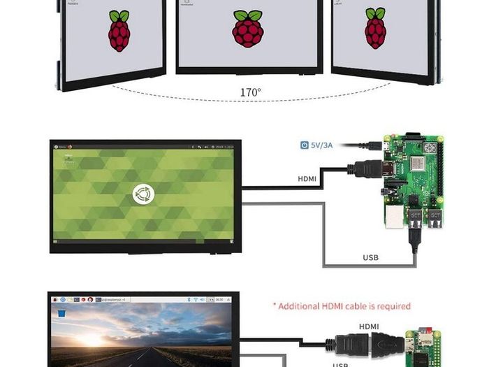 Rasberry pi4, Ingcool 7 inch HDMI LCD 1024x600 Resolution Capacitive Touch Screen IPS Display Module Compatible with Raspberry Pi 4