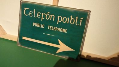 Irish telephone novelty metal tin sign