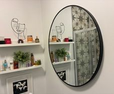 Large round mirror - black frame
