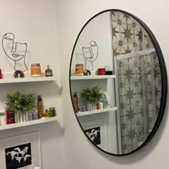 Large round mirror - black frame