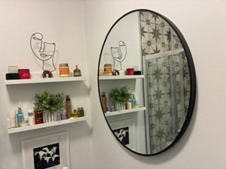 Large round mirror - black frame
