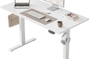 Electric Standing Desk, 2 Memory Buttons, 100x60cm Height Adjustable Desk for smart Pannel, 72-116cm, Sit Stand Desk with 2 Hooks, Home Office Desk, 2 pcs Desktops, White