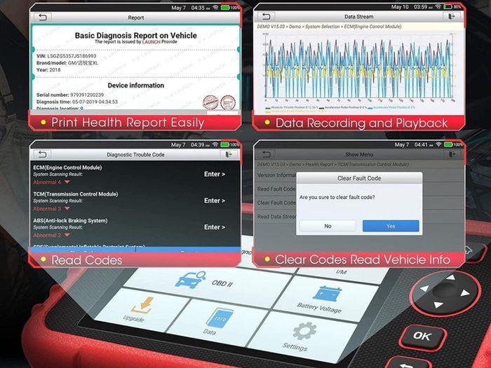 2026 Launch CRP123X v3.0 is the 4-System Diagnostic Code Reader For Engine, ABS, Airbags and Automatic Transmission. Has 7 Service Functions: Oil Reset, SAS Reset, Elec. Throttle Adaptation, ABS Bleeding, BMS Reset, DPF Regen.for cars and vans