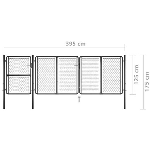 Garden Gate Steel 125x395 cm Anthracite